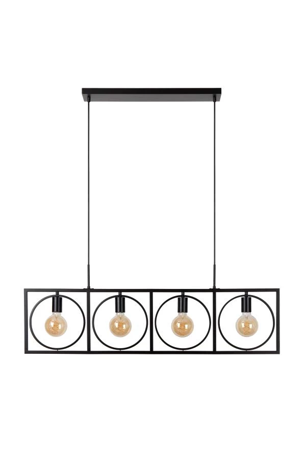 Lucide SUUS - Hanglamp - 4xE27 - Zwart - uitgezet